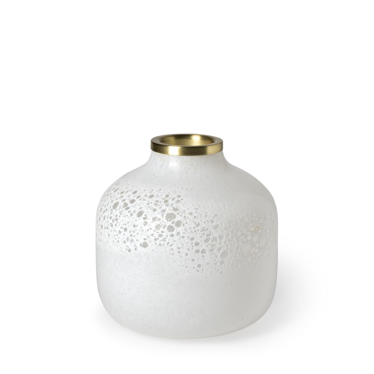 Mercana Pearl Short White Gold Rim Glass Vase