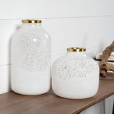 Mercana Pearl Short White Gold Rim Glass Vase