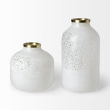 Mercana Pearl Short White Gold Rim Glass Vase