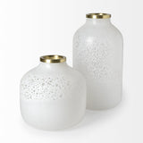Mercana Pearl Short White Gold Rim Glass Vase