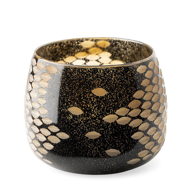 Mercana Mojave Small Black and Gold Detail Glass Vase