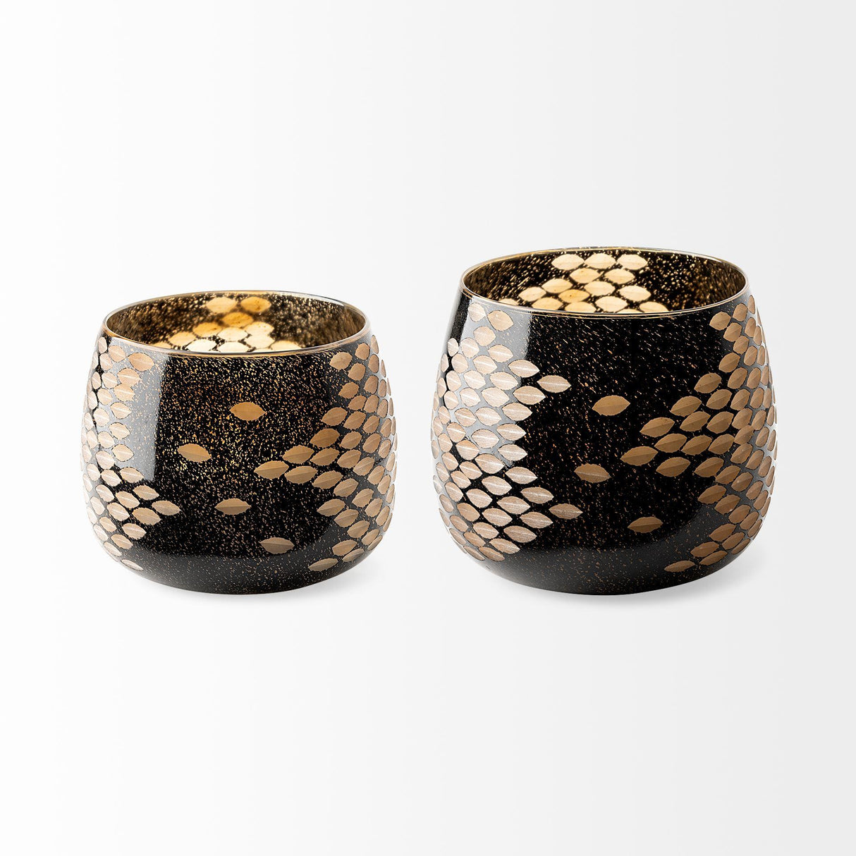 Mercana Mojave Small Black and Gold Detail Glass Vase