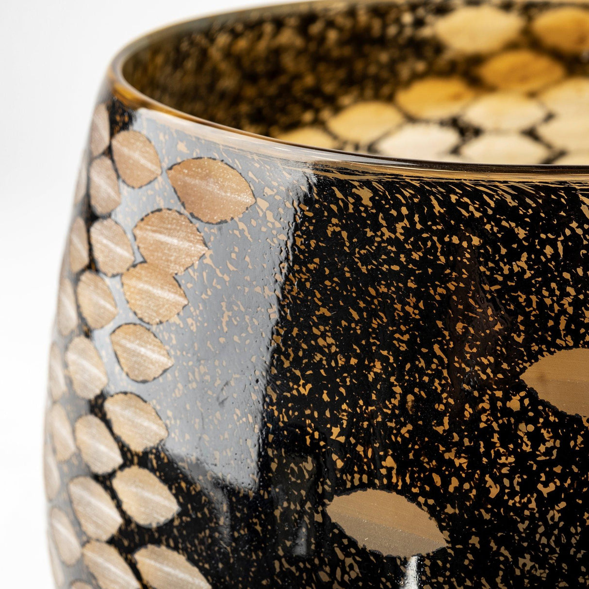 Mercana Mojave Small Black and Gold Detail Glass Vase