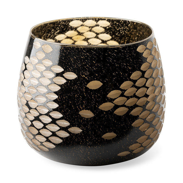 Mercana Mojave Large Black and Gold Detail Glass Vase