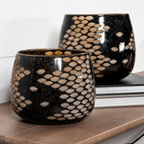 Mercana Mojave Large Black and Gold Detail Glass Vase