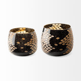 Mercana Mojave Large Black and Gold Detail Glass Vase