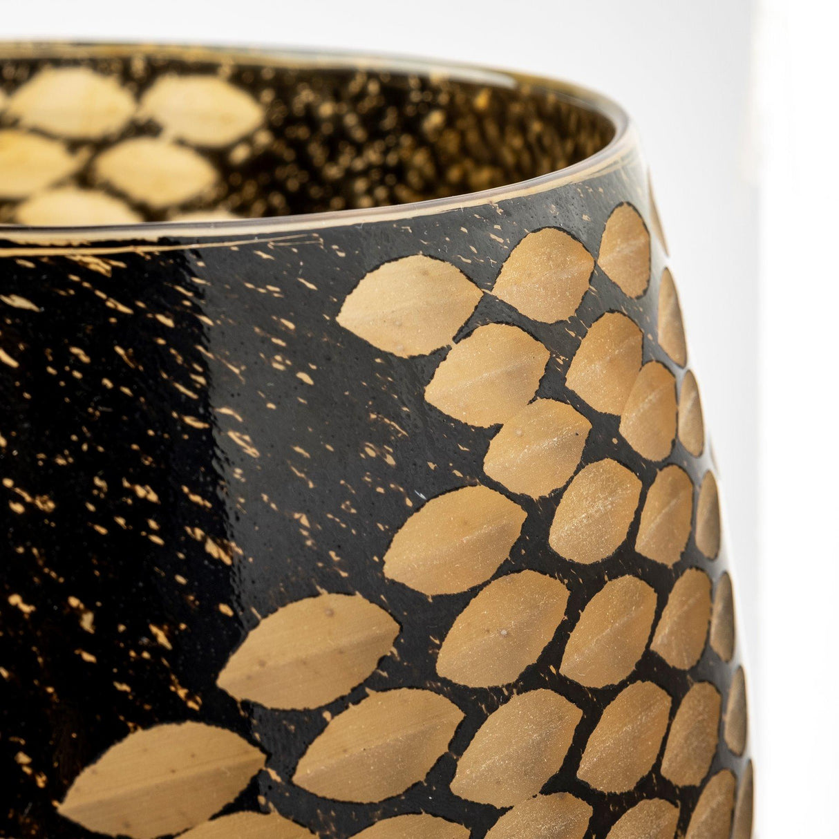Mercana Mojave Large Black and Gold Detail Glass Vase