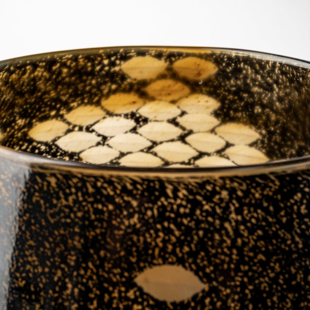 Mercana Mojave Large Black and Gold Detail Glass Vase