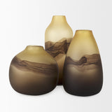 Mercana Pyla Short Yellow/Brown Glass Sand Dune Inspired Vase