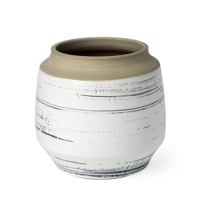 Mercana Sonnett Short White/Blue Ceramic Vase