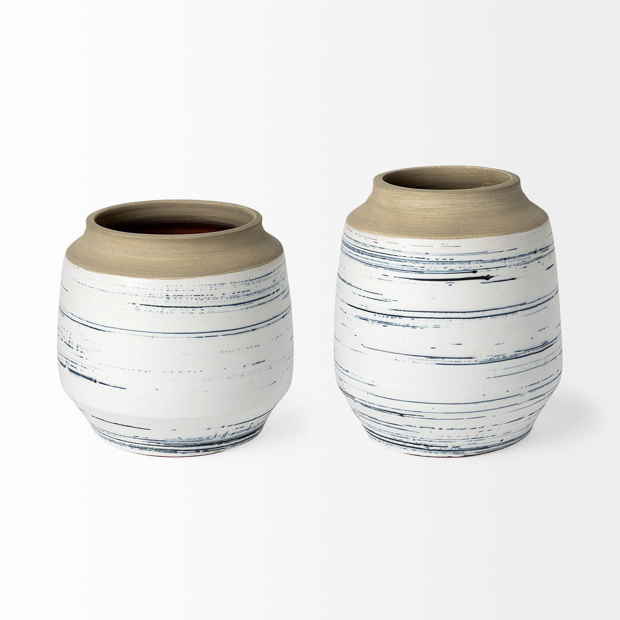 Mercana Sonnett Short White/Blue Ceramic Vase