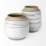 Mercana Sonnett Short White/Blue Ceramic Vase