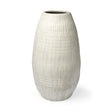 Mercana Reyan Large 28.5" Pearl White Ceramic Striped Vase