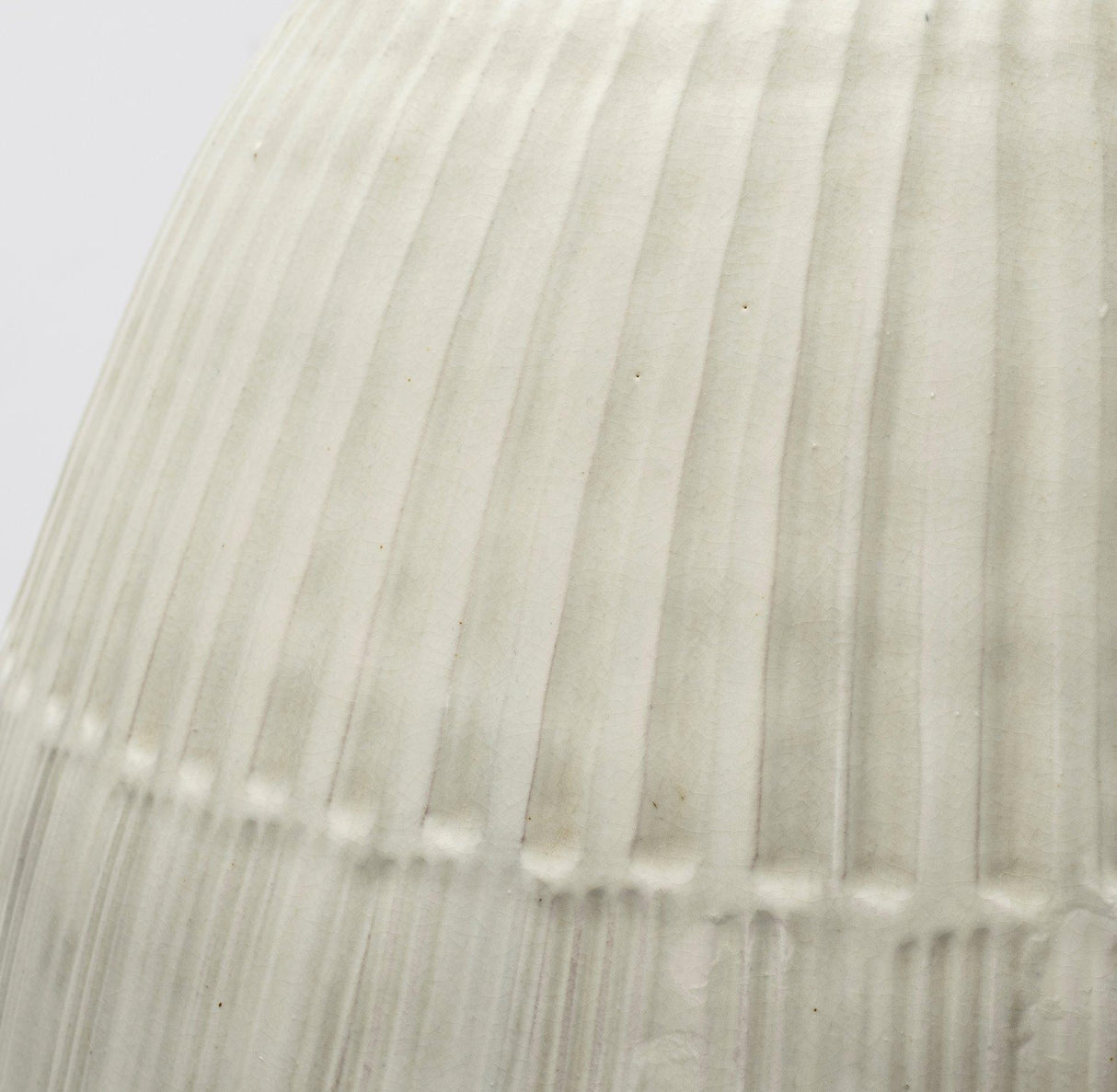 Mercana Reyan Large 28.5" Pearl White Ceramic Striped Vase