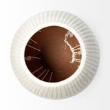 Mercana Reyan Large 28.5" Pearl White Ceramic Striped Vase