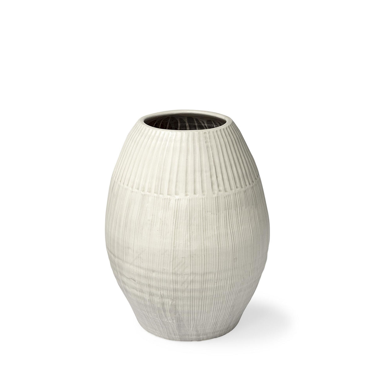 Mercana Reyan Small Pearl White Ceramic Striped Vase