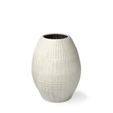 Mercana Reyan Small Pearl White Ceramic Striped Vase