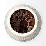 Mercana Reyan Small Pearl White Ceramic Striped Vase