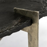 Mercana Shale 37" Irregular Live-Edge Black Slate w/Flat Iron Base Coffee Table