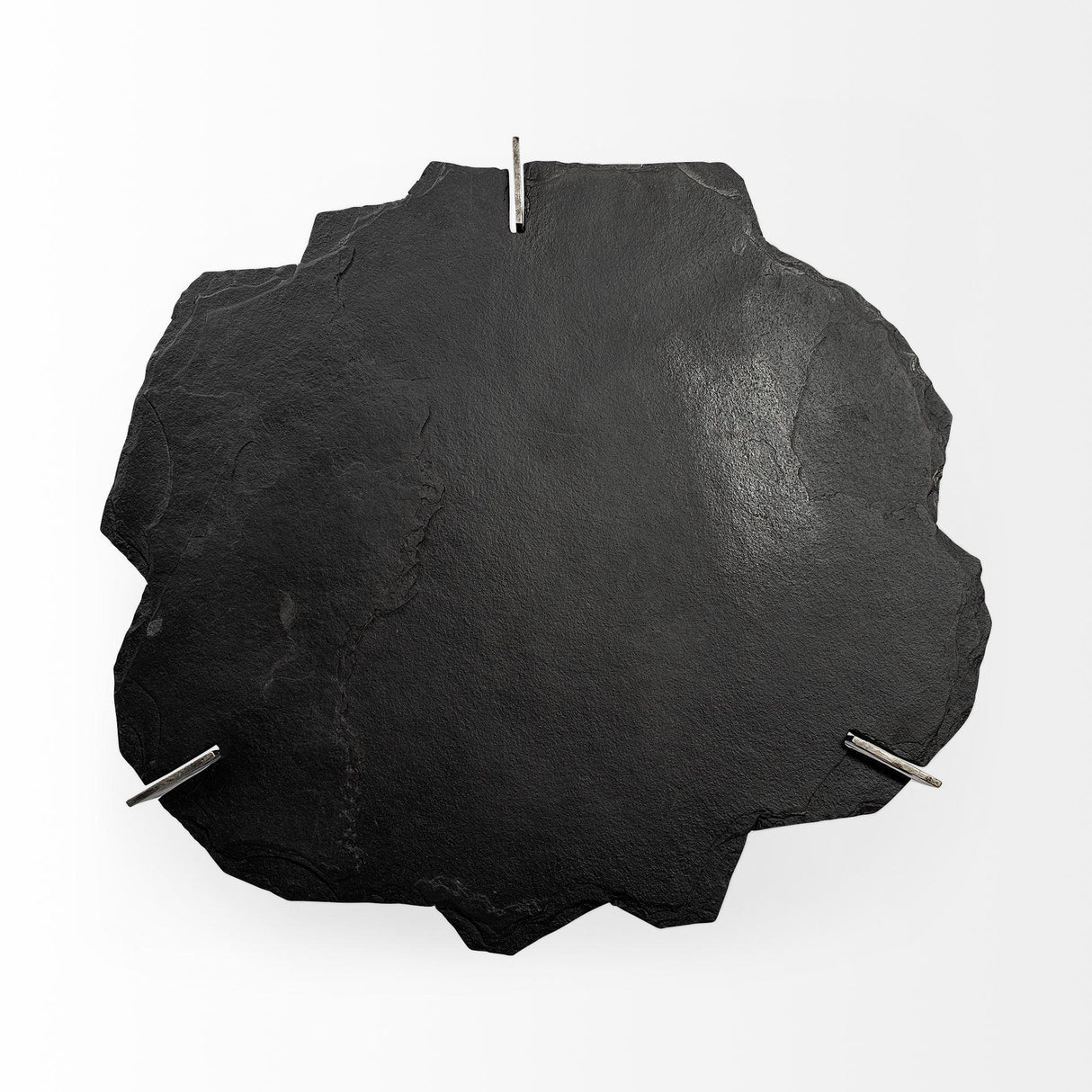 Mercana Shale 37" Irregular Live-Edge Black Slate w/Flat Iron Base Coffee Table