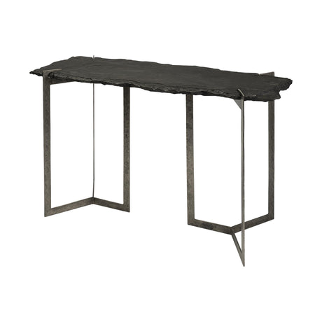 Mercana Shale III 50L x 20W Black Live-Edge Slate and Iron Console Table