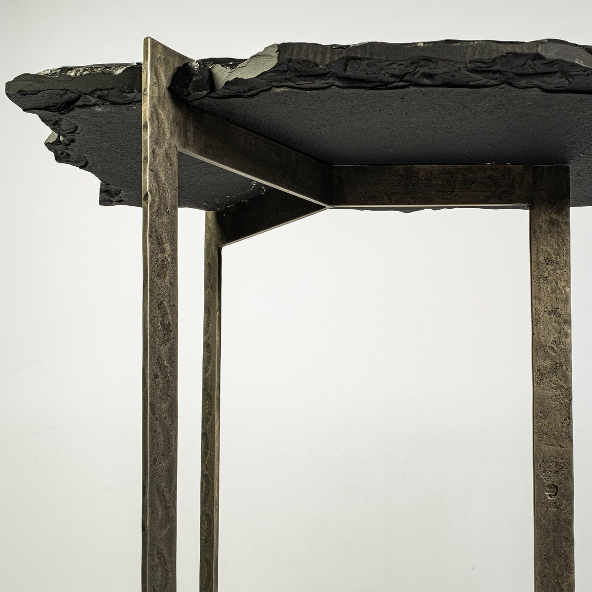 Mercana Shale III 50L x 20W Black Live-Edge Slate and Iron Console Table