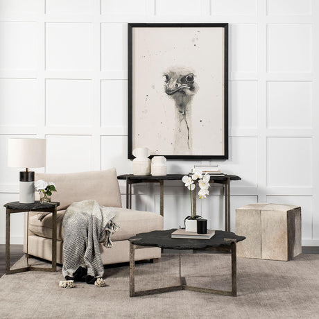 Mercana Shale III 50L x 20W Black Live-Edge Slate and Iron Console Table