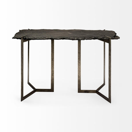 Mercana Shale III 50L x 20W Black Live-Edge Slate and Iron Console Table