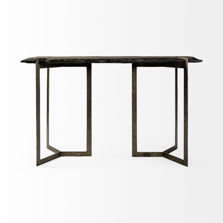 Mercana Shale III 50L x 20W Black Live-Edge Slate and Iron Console Table