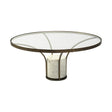 Mercana Jacinta 36" Round Glass Top Metal and Marble Pedestal Coffee Table
