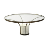 Mercana Jacinta 36" Round Glass Top Metal and Marble Pedestal Coffee Table