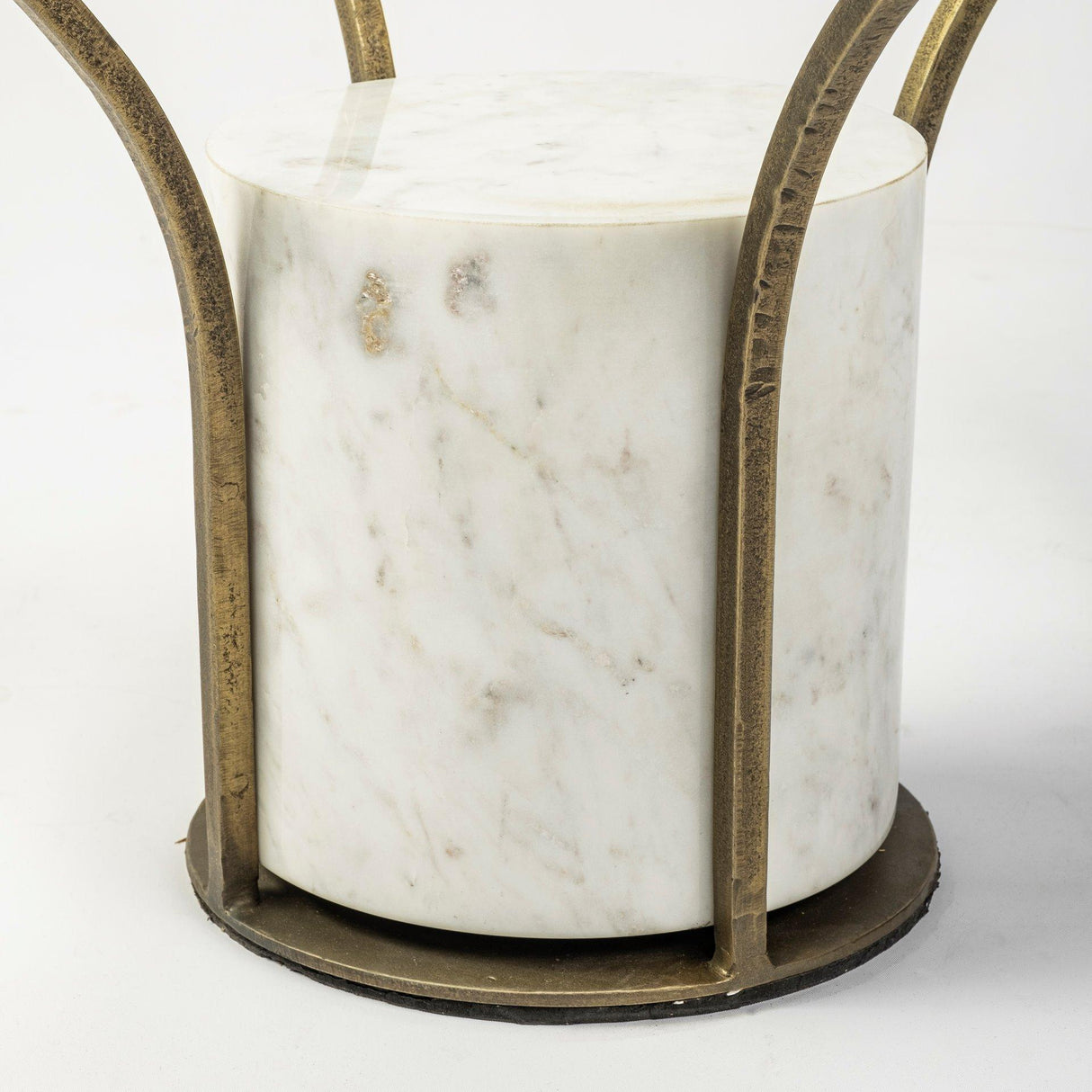 Mercana Jacinta 36" Round Glass Top Metal and Marble Pedestal Coffee Table