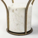 Mercana Jacinta 36" Round Glass Top Metal and Marble Pedestal Coffee Table