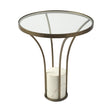 Mercana Jacinta II 21" Round Glass Top Metal and Marble Pedestal End/Side Table