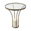 Mercana Jacinta II 21" Round Glass Top Metal and Marble Pedestal End/Side Table