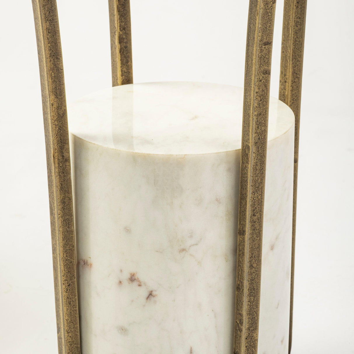 Mercana Jacinta II 21" Round Glass Top Metal and Marble Pedestal End/Side Table