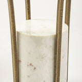Mercana Jacinta II 21" Round Glass Top Metal and Marble Pedestal End/Side Table