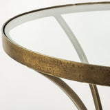 Mercana Jacinta II 21" Round Glass Top Metal and Marble Pedestal End/Side Table