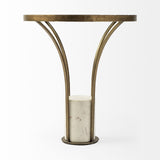 Mercana Jacinta II 21" Round Glass Top Metal and Marble Pedestal End/Side Table