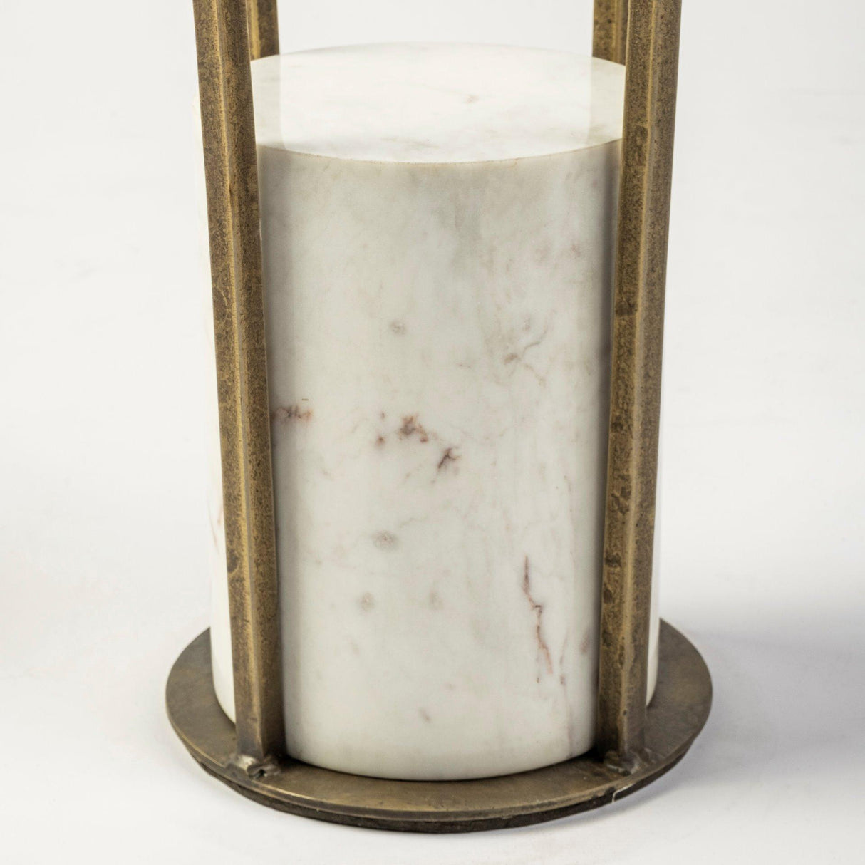 Mercana Jacinta II 21" Round Glass Top Metal and Marble Pedestal End/Side Table