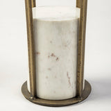 Mercana Jacinta II 21" Round Glass Top Metal and Marble Pedestal End/Side Table