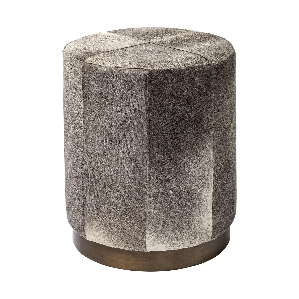 Mercana Zahavi I 23"H grey-toned hair-on-hide ottoman