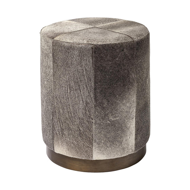 Mercana Zahavi I 23"H grey-toned hair-on-hide ottoman