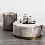Mercana Zahavi I 23"H grey-toned hair-on-hide ottoman