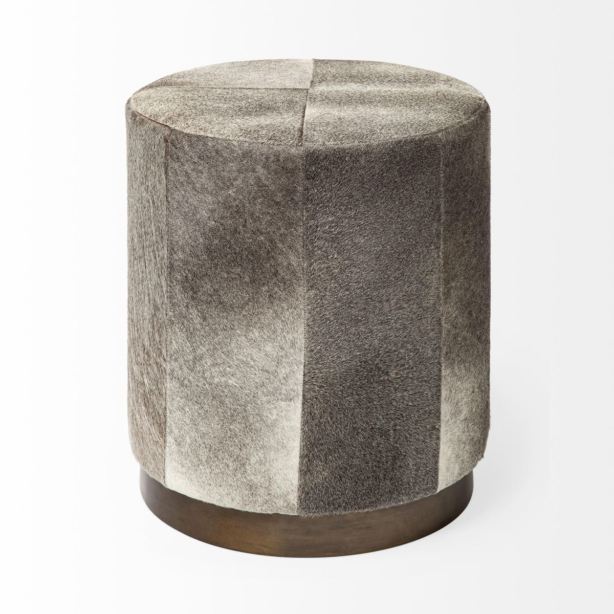 Mercana Zahavi I 23"H grey-toned hair-on-hide ottoman
