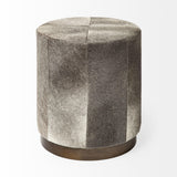 Mercana Zahavi I 23"H grey-toned hair-on-hide ottoman