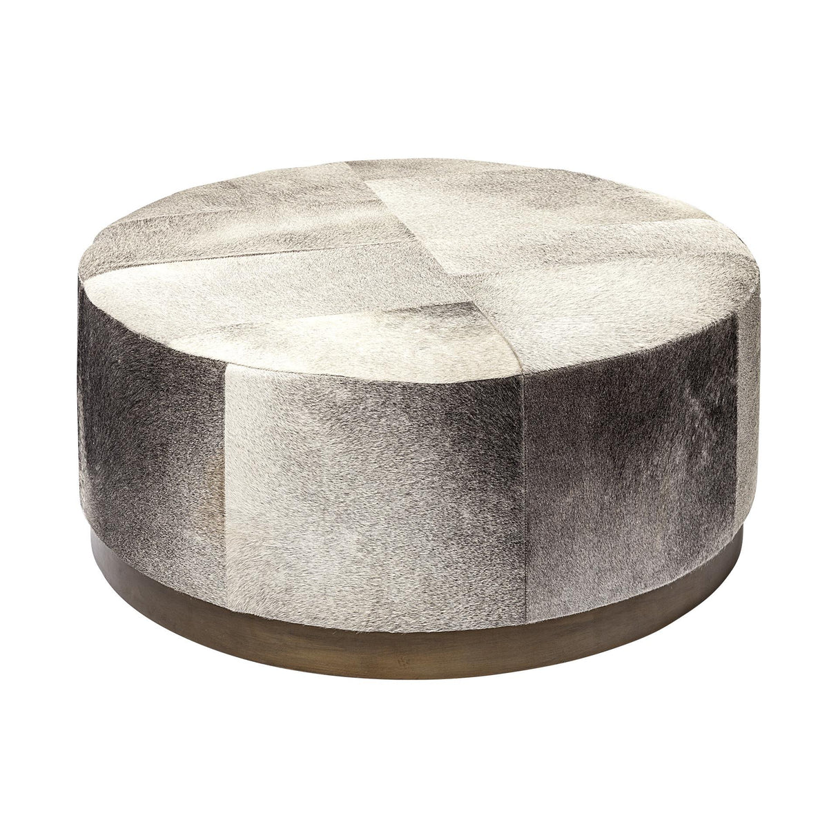 Mercana Zahavi 36" Gray Hair-On-hide W/Metal Base Ottoman