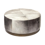 Mercana Zahavi 36" Gray Hair-On-hide W/Metal Base Ottoman