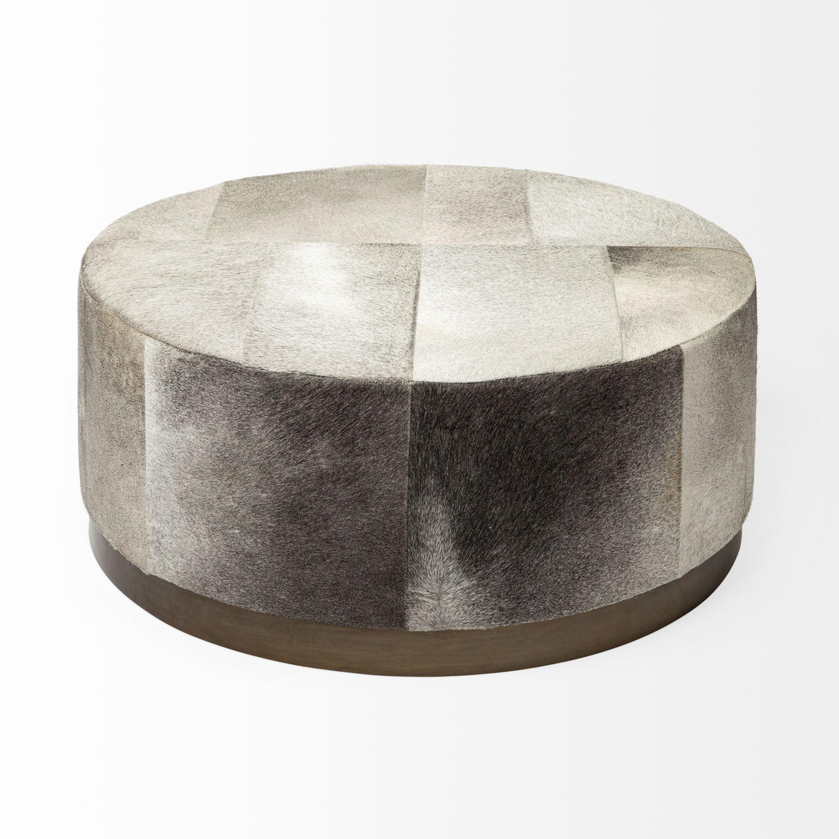 Mercana Zahavi 36" Gray Hair-On-hide W/Metal Base Ottoman