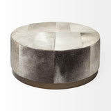 Mercana Zahavi 36" Gray Hair-On-hide W/Metal Base Ottoman